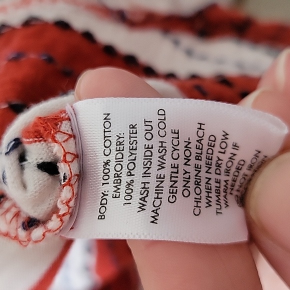 Rust and ivory striped tee with embroidered stripes - Picture 5 of 5